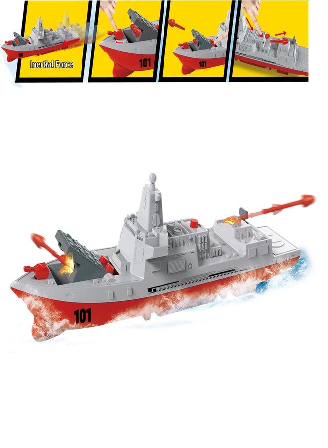 WASAiKA Military Naval Vessel Naval Ship with Launching Cruise Missile and Battle Ship Group, Small Scale Pull Back Fighter Jet, Ideal Present Army Toys Set for Kids Boys Girls - Image 2